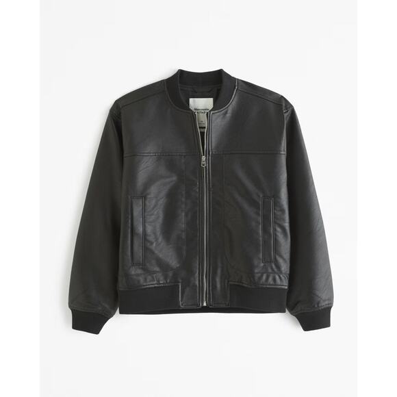 Abercrombie & Fitch Vegan Leather Bomber Jacket - S - Black - Picture 1 of 2